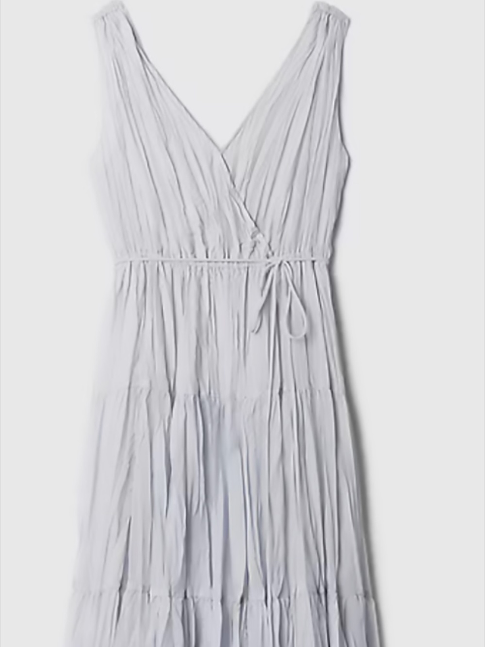 GAP Pleated Tiered Maxi Dress, Size L Tall, 12-14, Light Grey, NWT